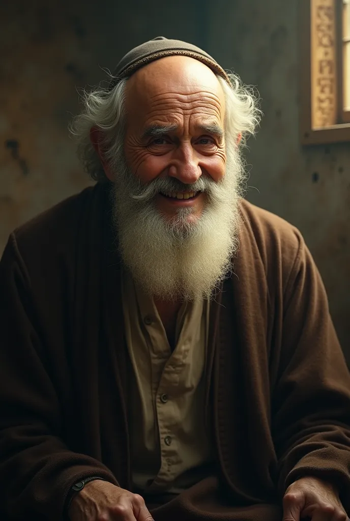 old Aman smiles, the light dims. it is a story from the Torah, a Jewish story. The picture should look unrealistic