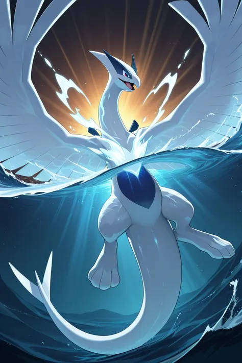 masterpiece, best quality, Make a Pokémon inspired by Lugia 