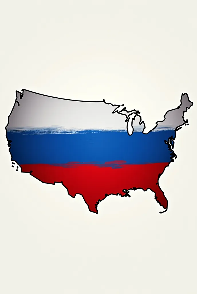 USA map painted with Russian flag