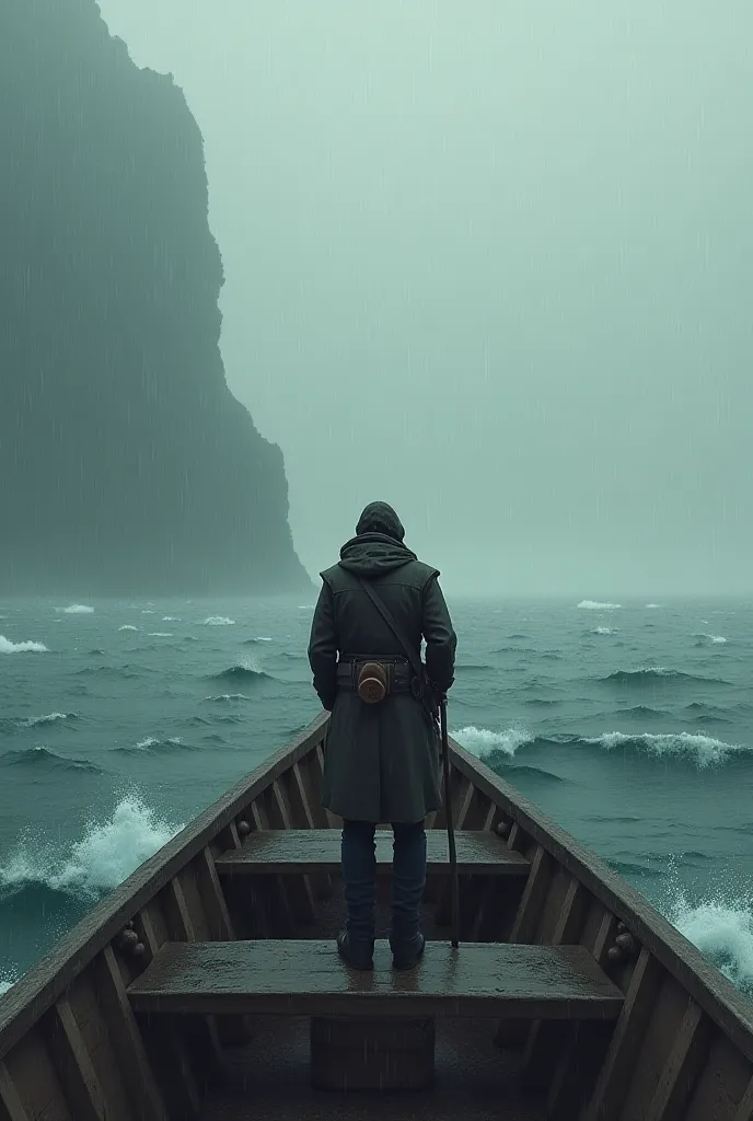 A boat trip in the raining sea