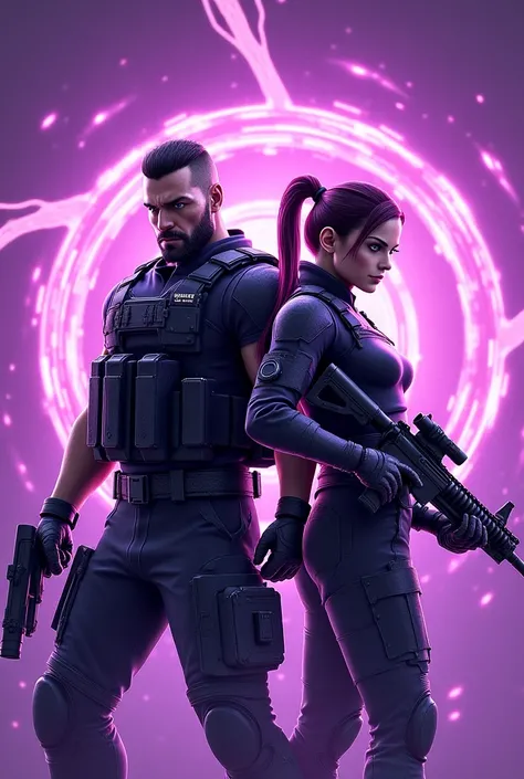 Call of duty mobile profile picture (male and female) with the name "violet vortex" on the image 