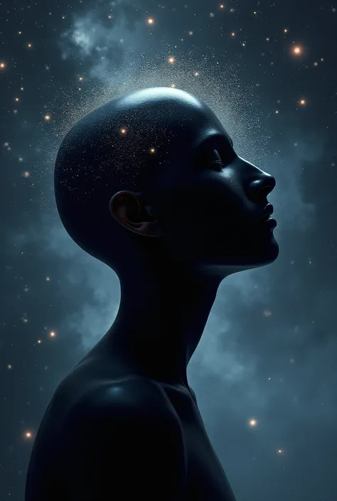 space image with a human head in black abstract for a music album