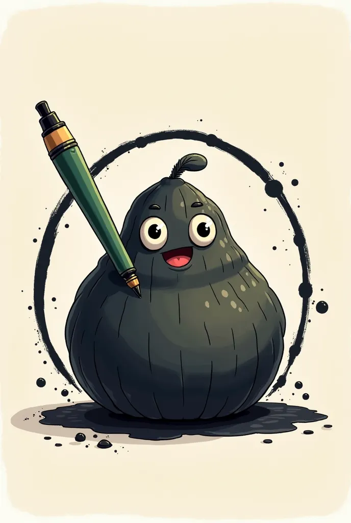 Generate a huitlacar for me (The vegetable ) With happy eyes, this one has a pen attached to it and is surrounded by a circle of black ink 