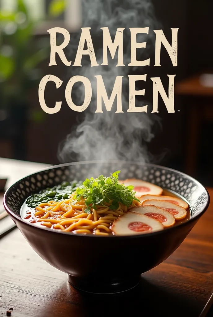 Create an image above a ramen logo with your slogan
