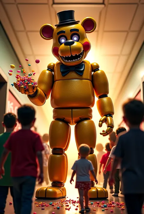  Golden Freddy  (from Five Nights at Freddy's) Handing out candy at a school