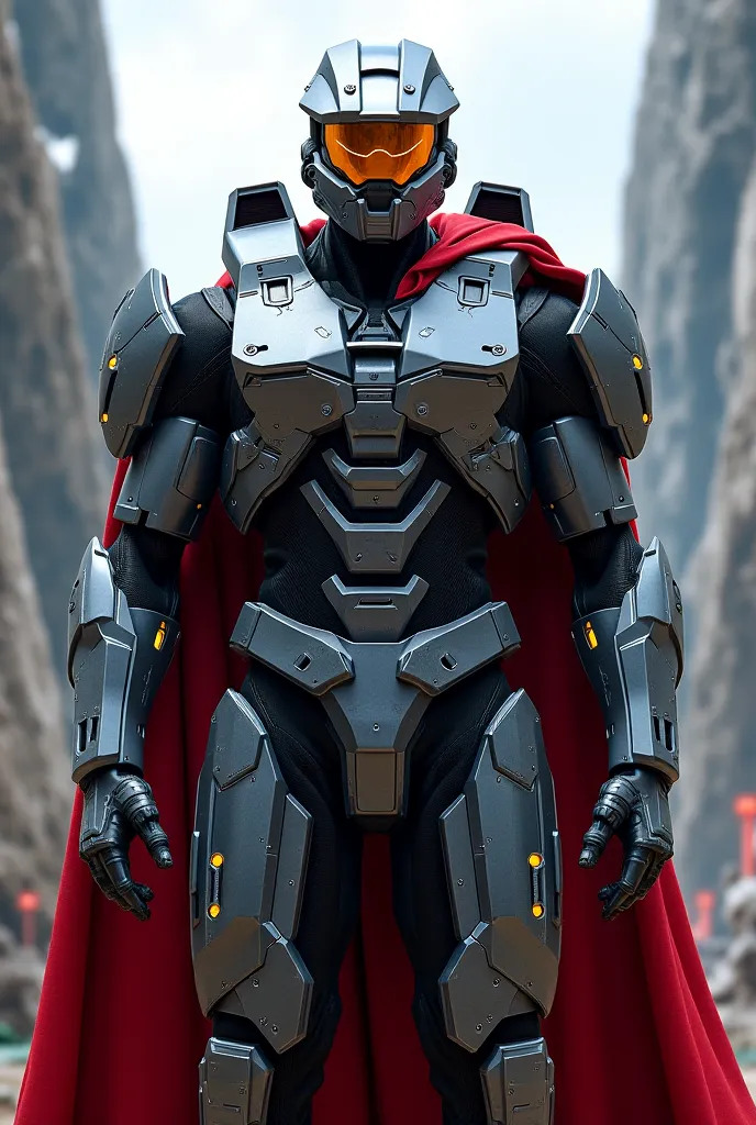 Sci-fi Clone Halo Knight with scarlet shoulder cape