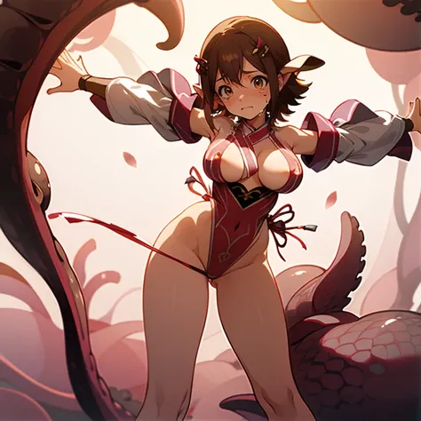 ((((gstring thong)))), ((gigantic breasts)), (transparent erect nipples), (((transparent transparent transparent red Japanese wizard leotard)), ((())), (((bare shoulder,))), ((slender:1.2)), (gigantic hips), (gigantic buttocks), ((())), ((((the crotch is c...