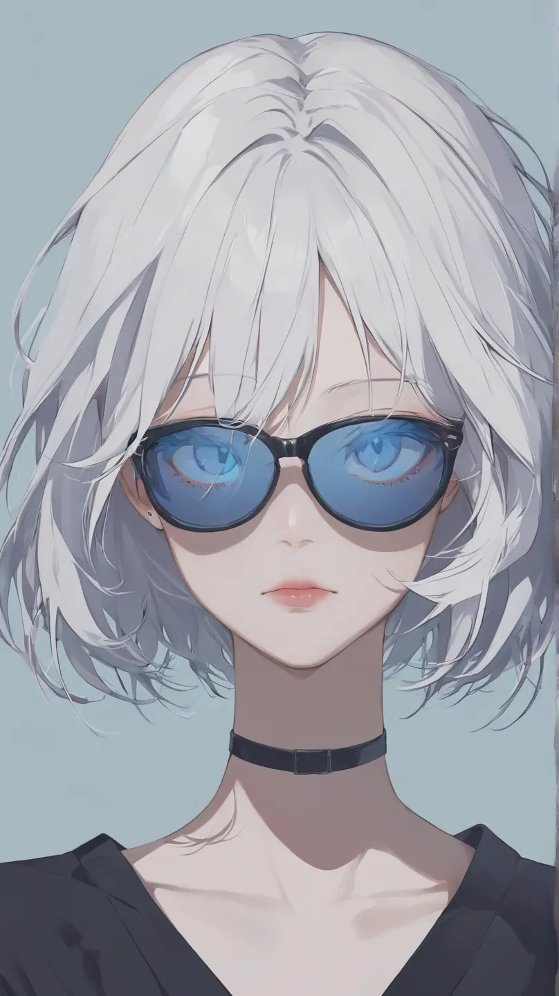 High Quality, Yoisaki Kanade, long hair, cool, hair color white, no blackground, yohj yamamoto coordinate, no skirt, mode fashion, no sunglasses, eye color light blue, all black coordinate, no pierce