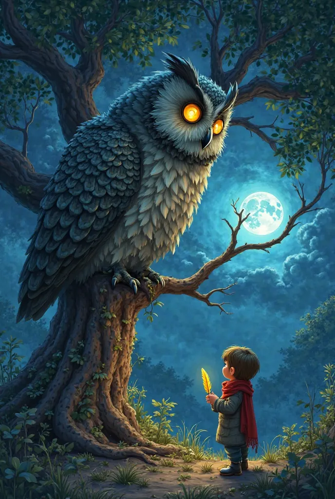 La poción del WISE Owl

Ubicación: An ancient and twisted tree, con un gran hueco donde vive el WISE Owl. The night falls and the moon illuminates the forest with a mystical blue glow.

 characters:

WISE Owl: An imposing owl with gray plumage and golden e...