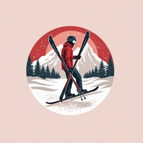 An isologotype for a ski club. The brand name is GP. The logo must contain ski boards and snow-related elements, Use red colors,  white and gray . the brand's slogan is "Concession". I allow you to integrate the elements creatively. Create a sporty style m...