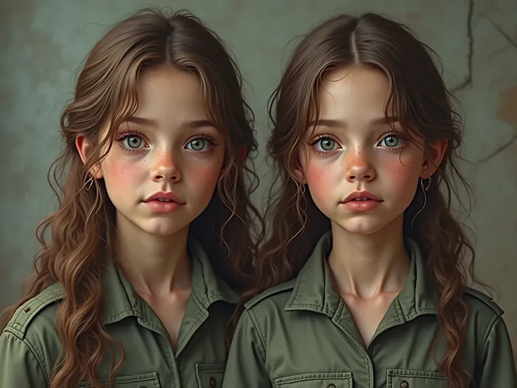 I want two 18 years young realistic fantasy brown hair twin girls in this picture, straight view of the both girl in one image They are young, pretty, innocent, and impressionable. the twins have to be identical. I don’t want different colors or different ...