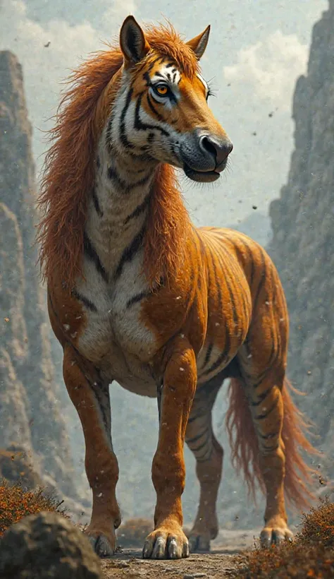 Horse hair and tigermuscular body with face hybrid 