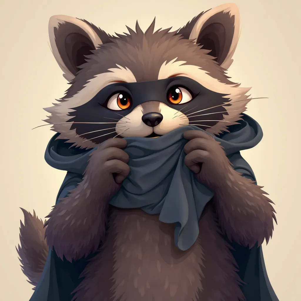 Animated Raccoon Body , Close the cloth on your eyes like a thief , 