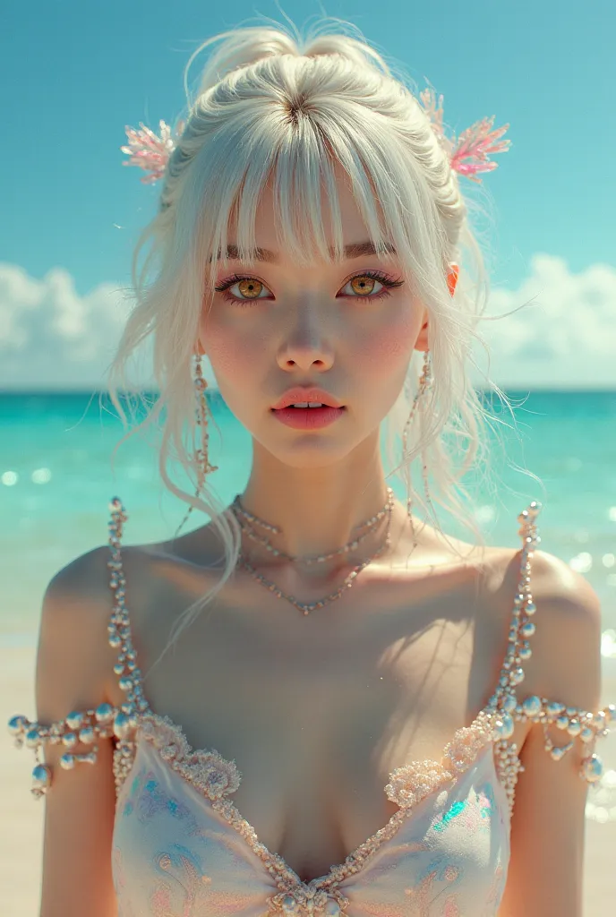 Model is hyuna from alien stage in the beach