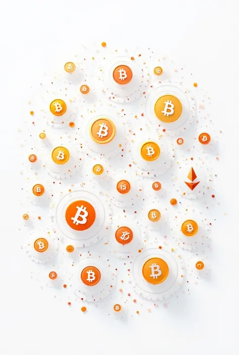 White background with many cryptocurrencies together