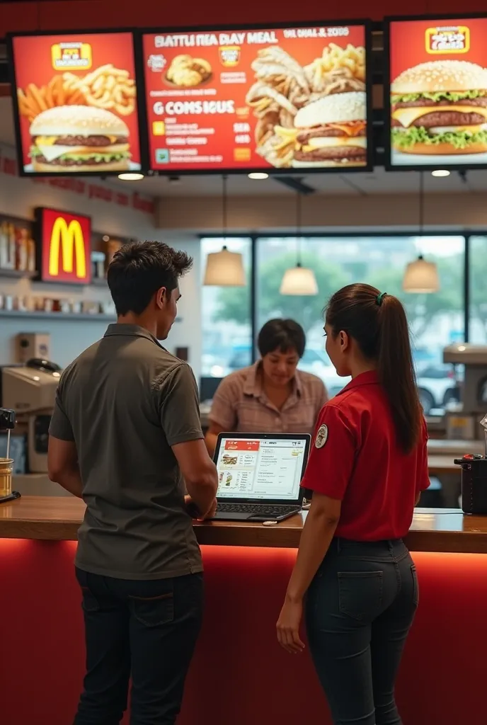 "Ultra-realistic first-person POV of a day in the life of a McDonald's crew member in 2024. The images should be hyper-detailed, 8K, photorealistic, and immersive, making viewers feel like they are living the experience. All machines, uniforms, and the McD...