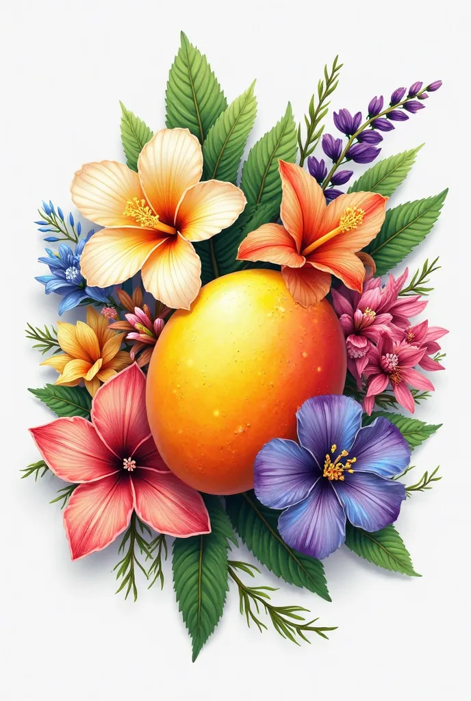 The brand logo uses images of many flowers plus a mango in the most compact image