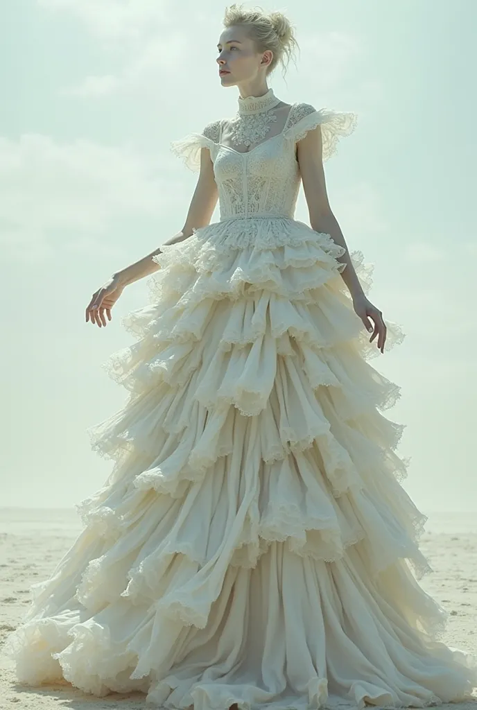 wearing 20 wedding dress at once