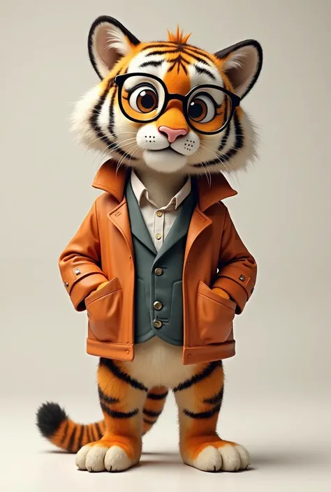 Would you like a nerdy tiger, Standing up with a little jacket to be my mascot in an Instagram post 