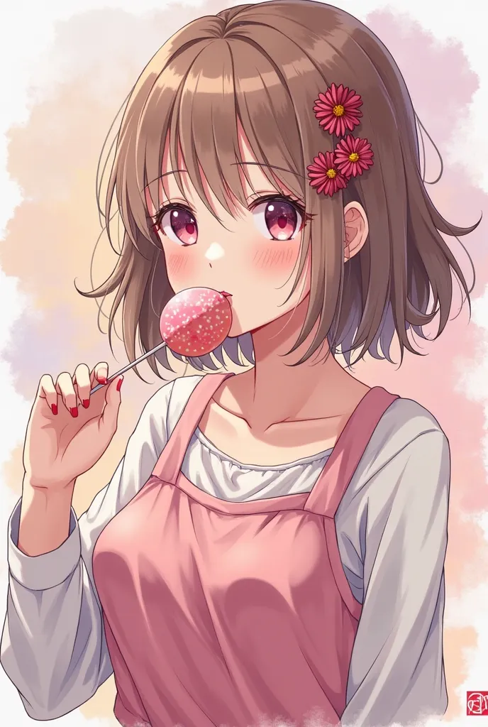 anime girl with a lollipop in her hand,  An anime drawing inspired by Yanjun Cheng ,  winner of the pixiv , Fantastic Art, beautiful anime art style, cute anime girl,   digital animation art  ,  pretty anime girl ,   beautiful anime girl ,  beautiful anime...