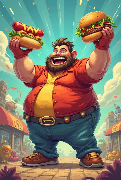 Ralph The Wrecker showing a hot dog and a hamburger but without a bottom