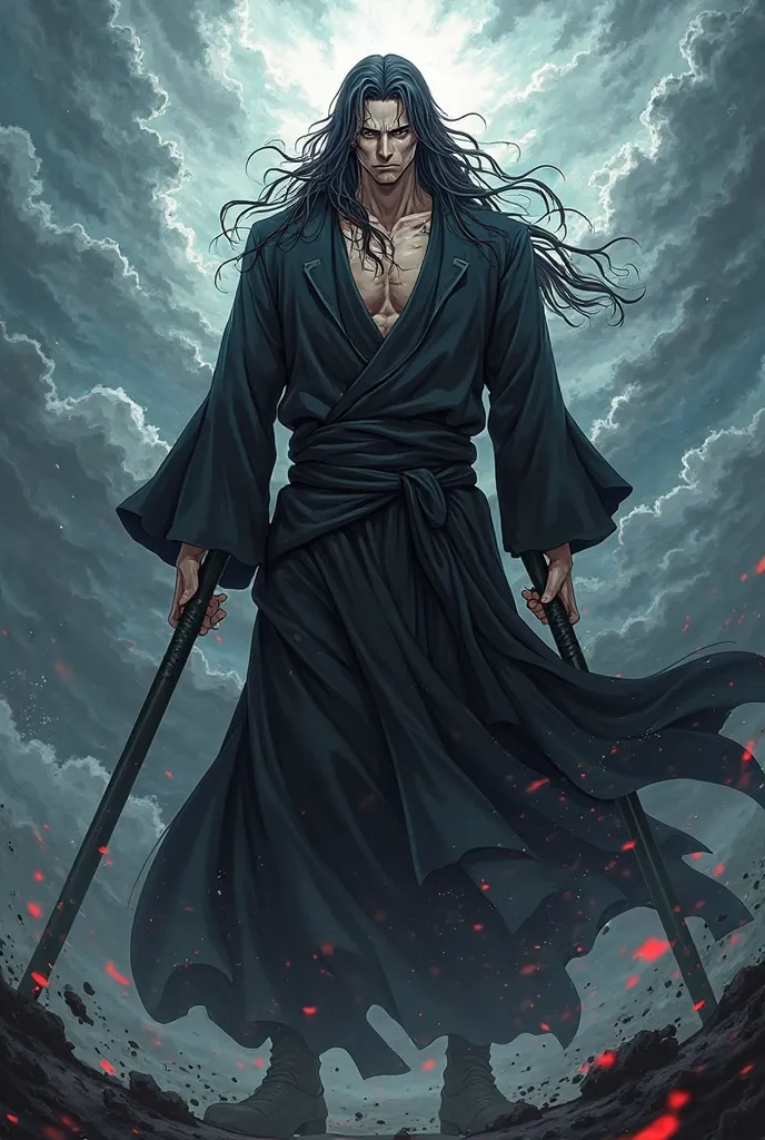 Anime version of kyoraku shunsui as a dark theme with his bankai