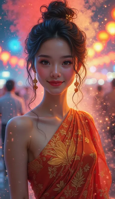 Author: Chittin Tirabaedya
Artificial Intelligence: MS Designer
Scale: 9:16 Wallpaper
Quick:
34K HDR Thai style oil painting, depicting a beautiful goddess with a sweet smile. Wearing a Thai silk dress with a golden floral pattern on the chest, surrounded ...