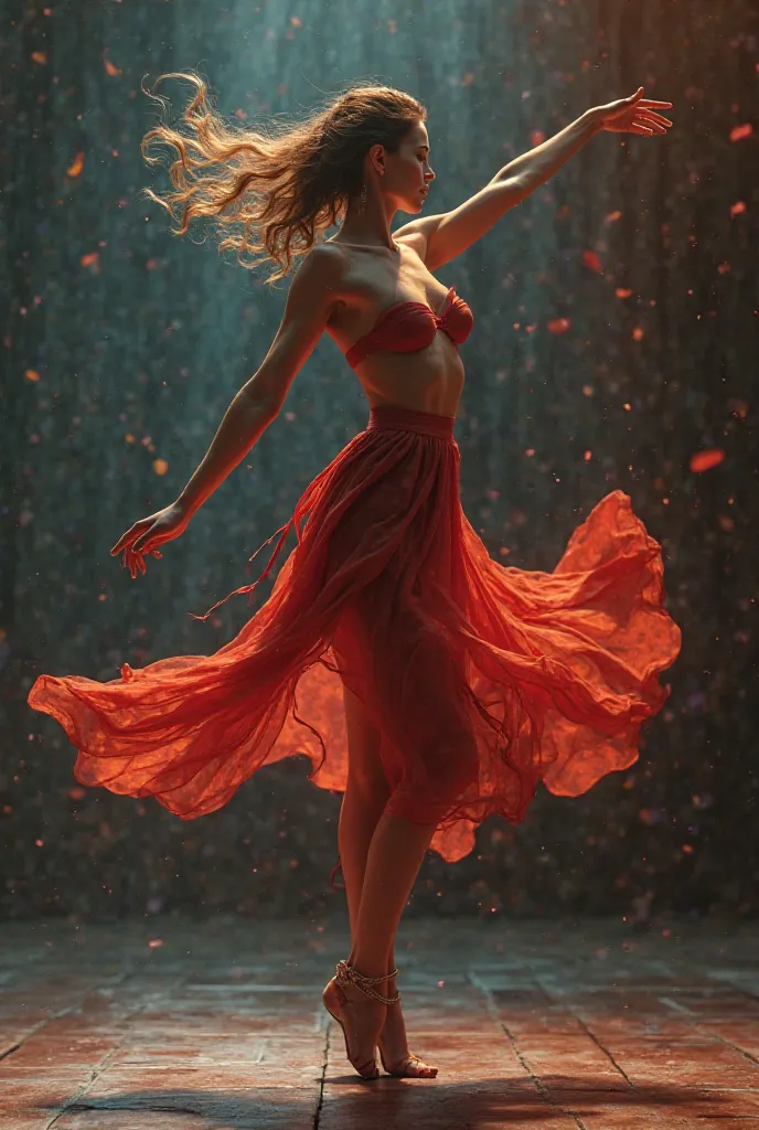 The dancer's body often sways and twists with the rhythm. Hips, shoulders, and arms can be involved, adding flair to the dance.
