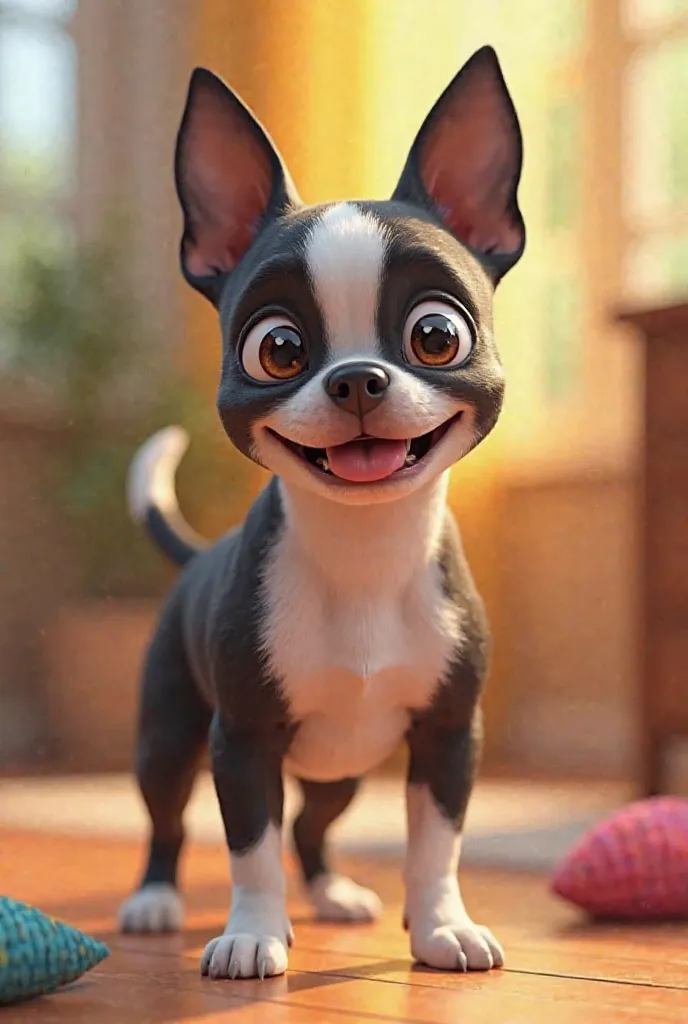 Happy and winking Boston terrier dog or breed 