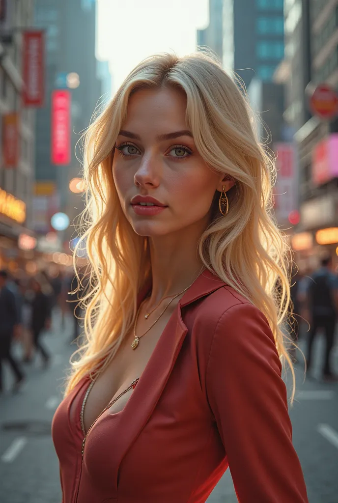 Blonde girl 20 years old in the city