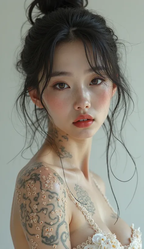 Beautiful 18 year old gal, slender Japanese gal,full body,all body, (((part of the skin on my whole body is trypophobia))), no wear only  skin,heavy makeup, sexy, high resolution, anatomically correct, masterpiece, highly detailed, super high resolution,ロー...