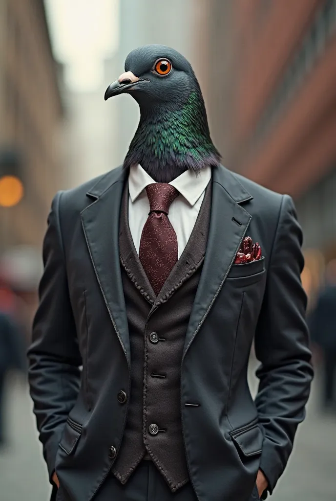 Create a pigeon wearing a suit