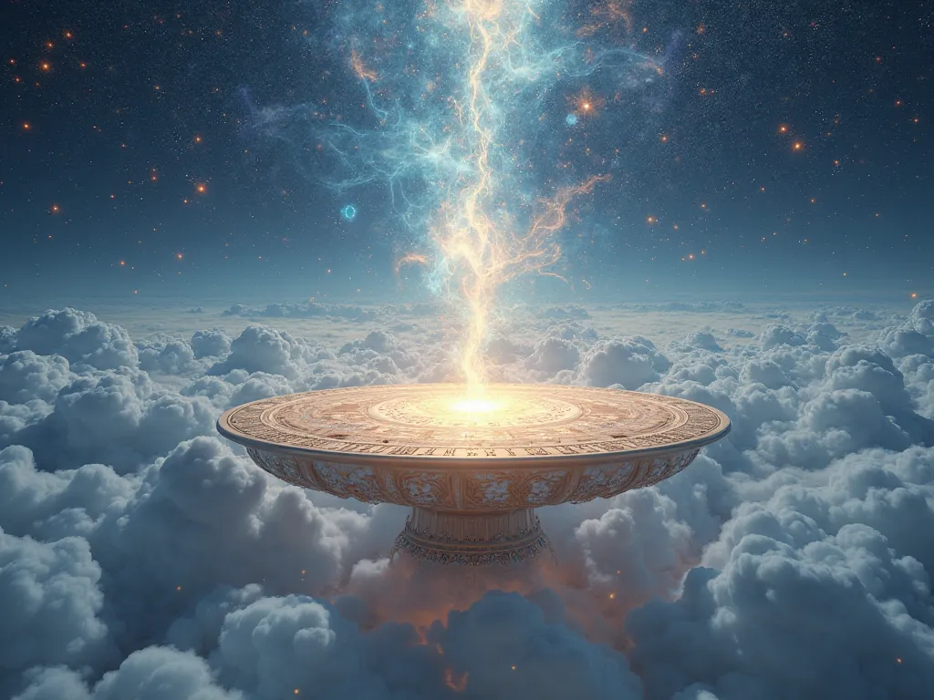 Giant table in the sky with a greeting to lose sight of, Surrounded by a lot of glory and splendor