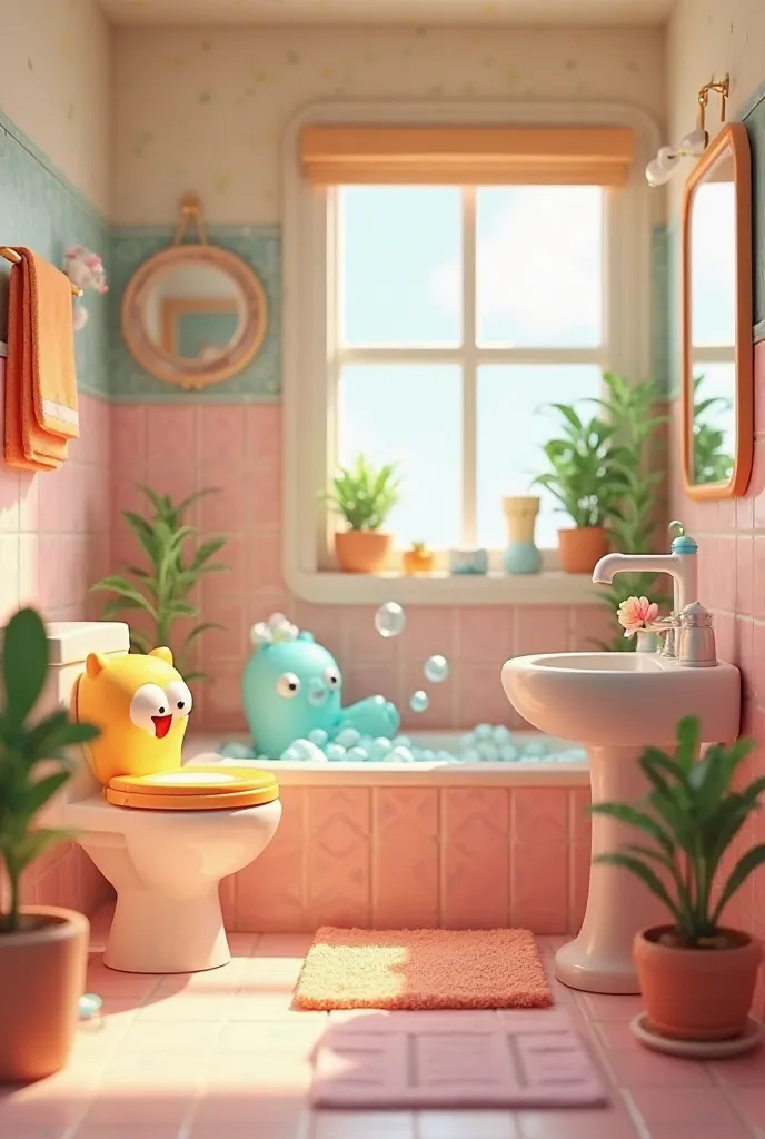 Animated bathroom set