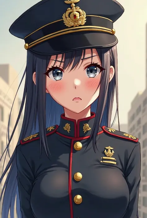 An anime girl wearing a marine officer's costume