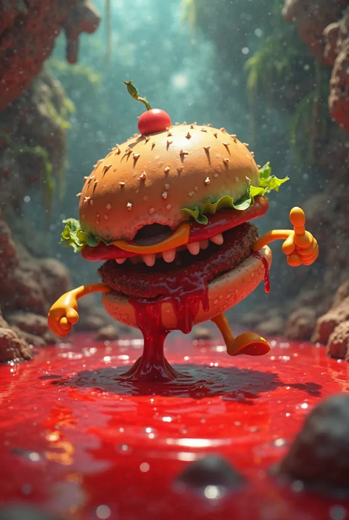 Animated blood eating food
