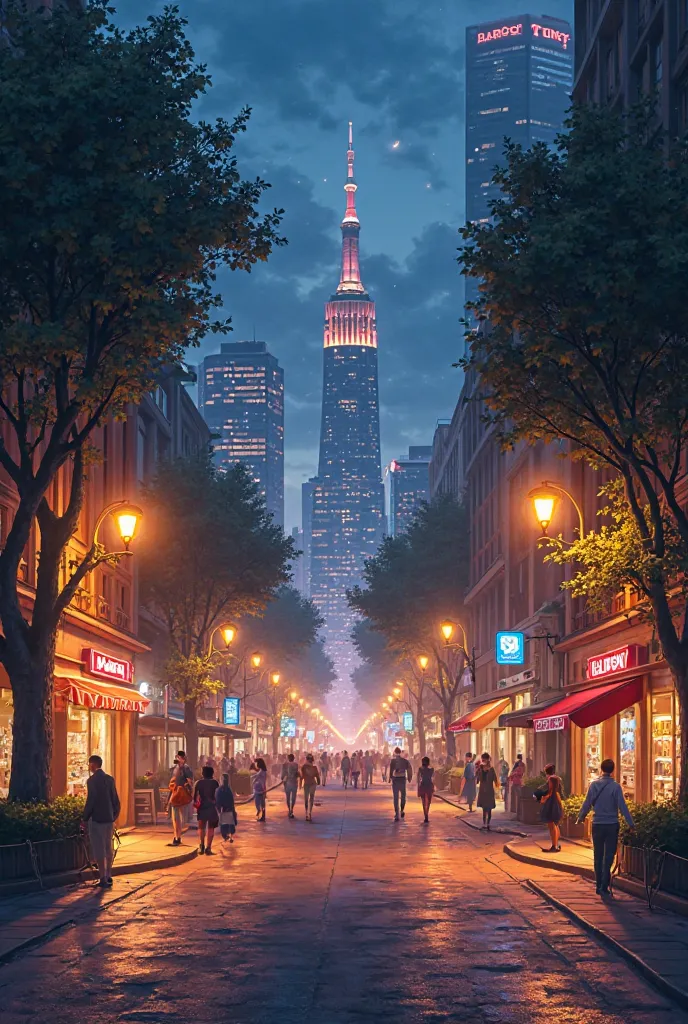 City wallpaper with street lighting 