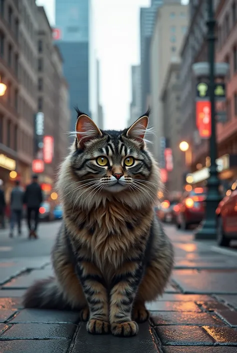 Maine coon cat in the city 