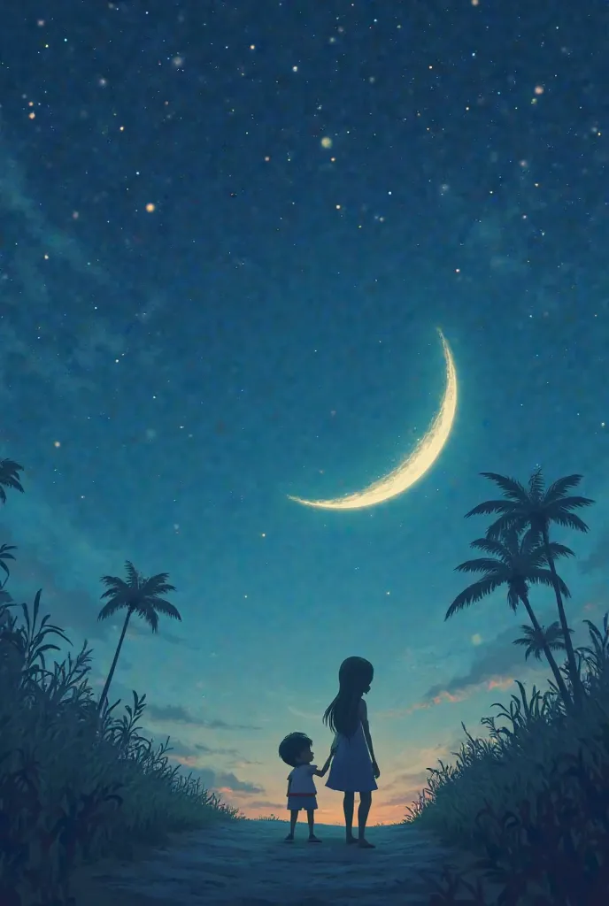 **Title: "The Moonlit Gift"**

---

**Scene 1: The Crescent Moon**  
*[Visual: A beautiful night sky with a glowing crescent moon. A , Ali, looks up in awe.]*  

**Ali (excitedly):** "Mama, Mama! Look! The moon is here! Ramzan is starting tomorrow!"  

**M...