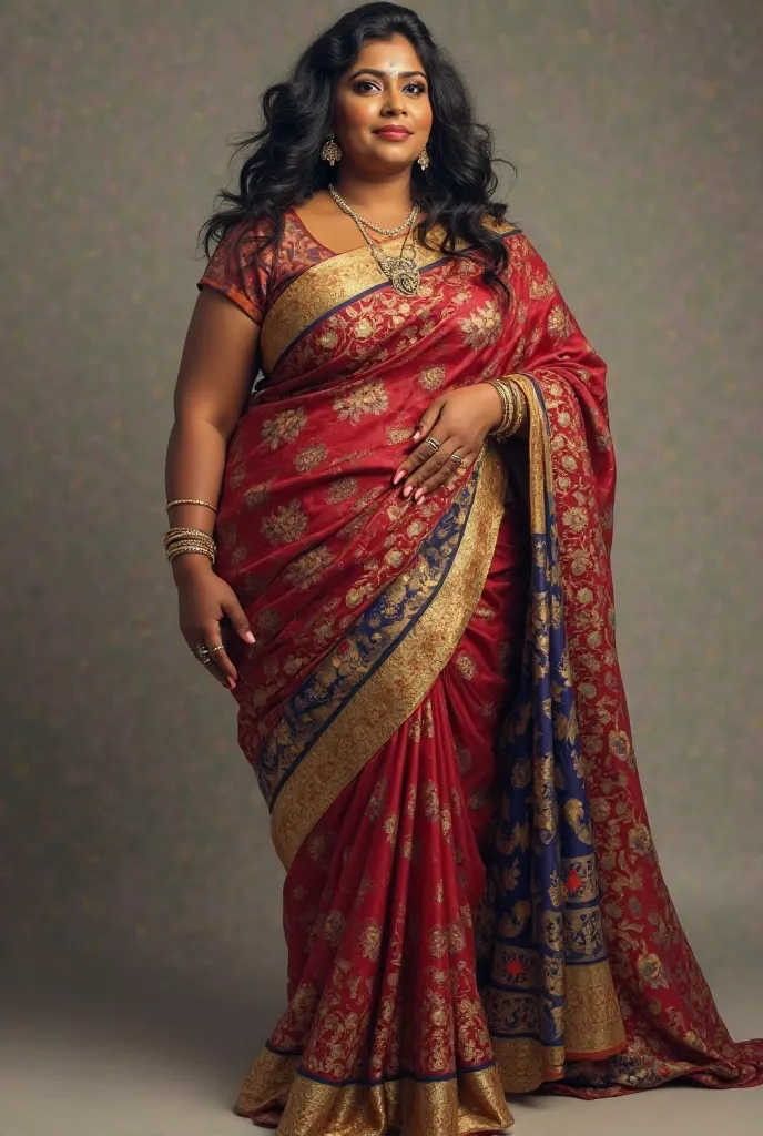 A saree bbw plus size women with long attactive fingers in hand