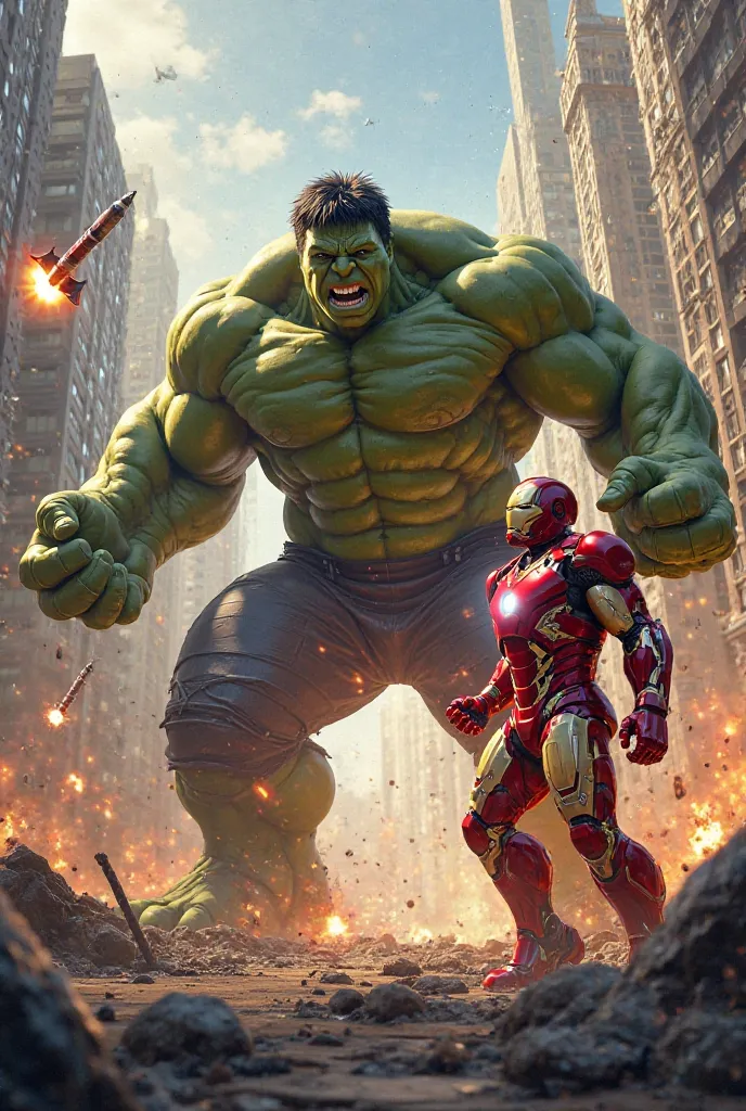 Halk and iron man fight 