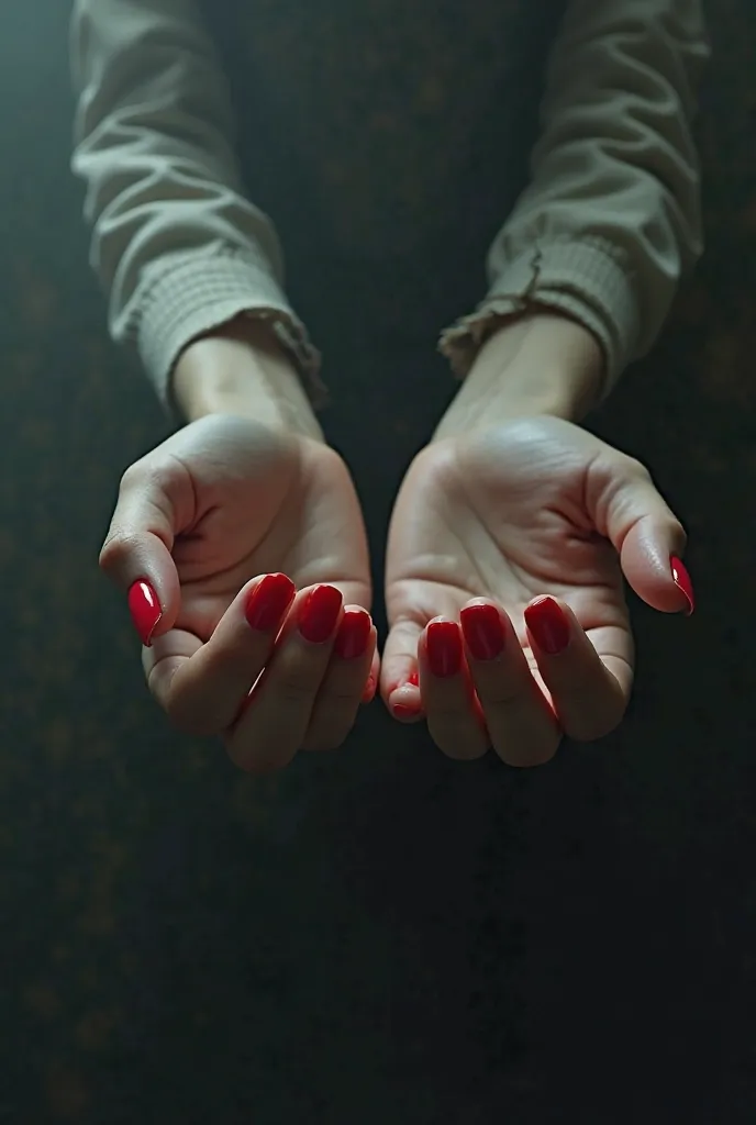 Mystery red nails in hand