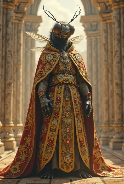 4k, Masterpiece, Humanoid fly dressed as Pope of Rome