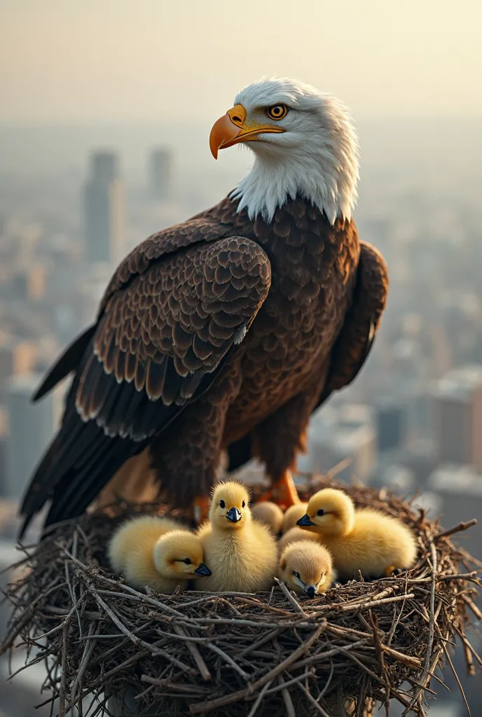 mujhe aik viral short video bna kar doo jis mein eagle ka ghonsla aik tower pe hoo aur us mein chotay chotay baby ducks and pupies hoon aur eagle unhen like aa mom treat karay