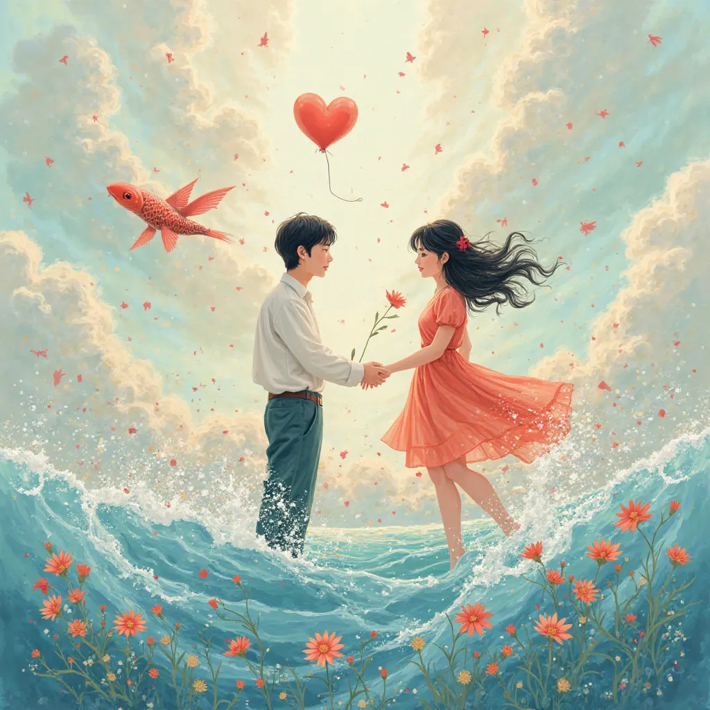 Help create a picture of a couple. If Xiang Er is a flower, then it is wind and rain. Flowers can bloom because of the water that nourishes them. If Xiang Er is a fish, then it is a river channel. Fish cannot live without water. If Xiang Er is a bird, then...