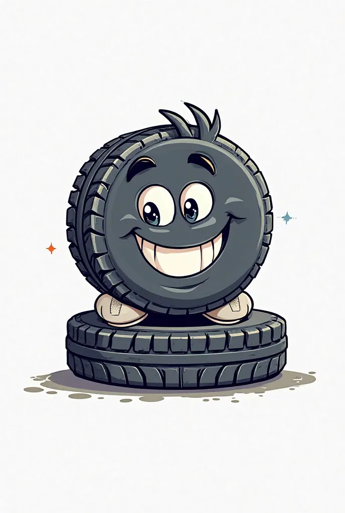 A logo that is titled, Tire Genius, please put a cute cartoon that is related to a tire, and make a logo about it