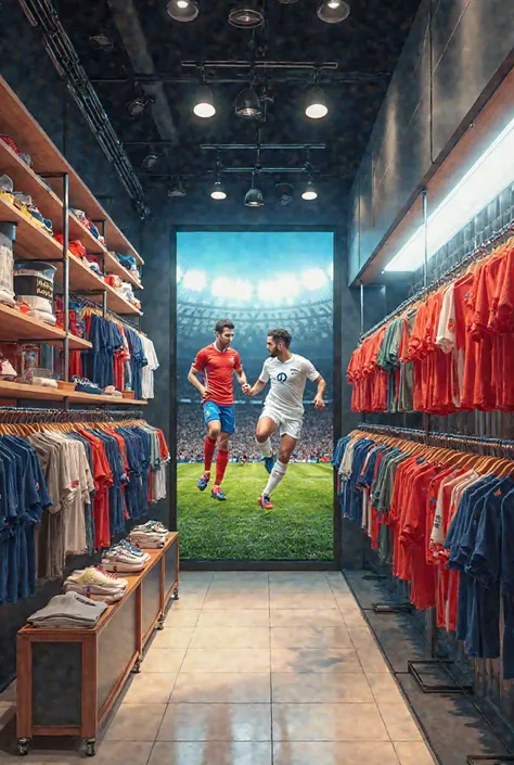 Please create a background for a soccer jersey store advertisement 