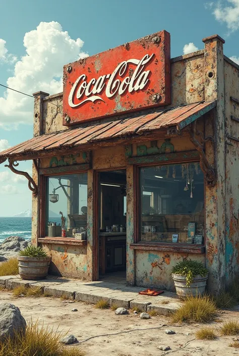 A bruised Coca-Coca store that says EL MARINO