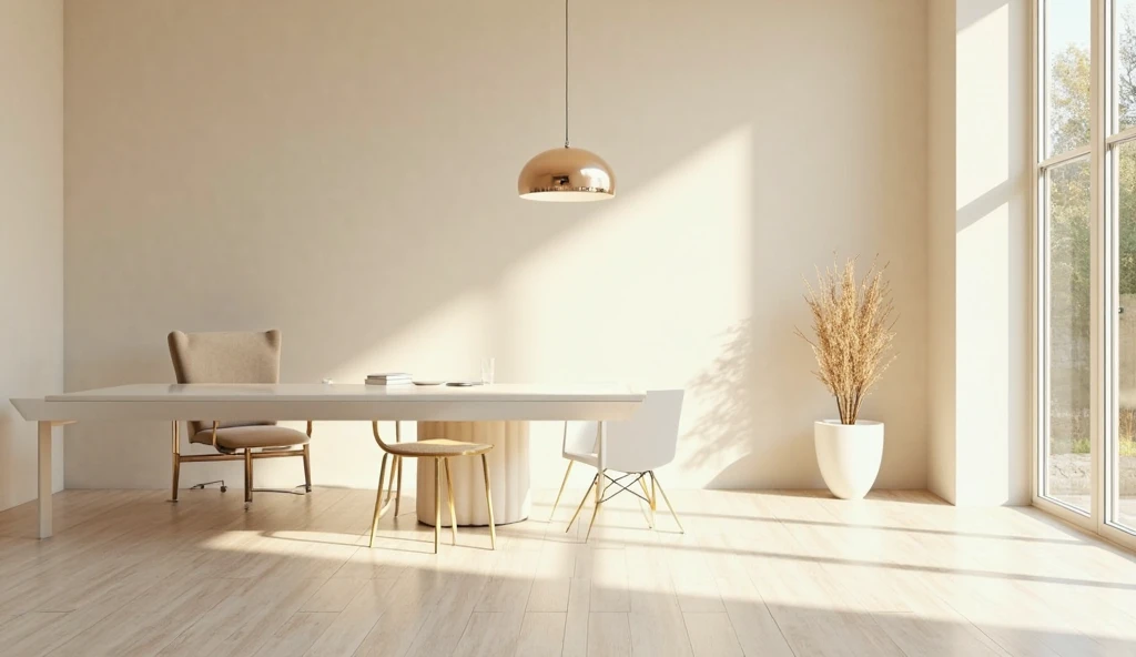 Elegant, light, cream-colored office