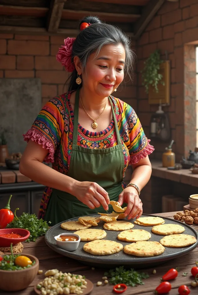 Lady cooking tlacoyos